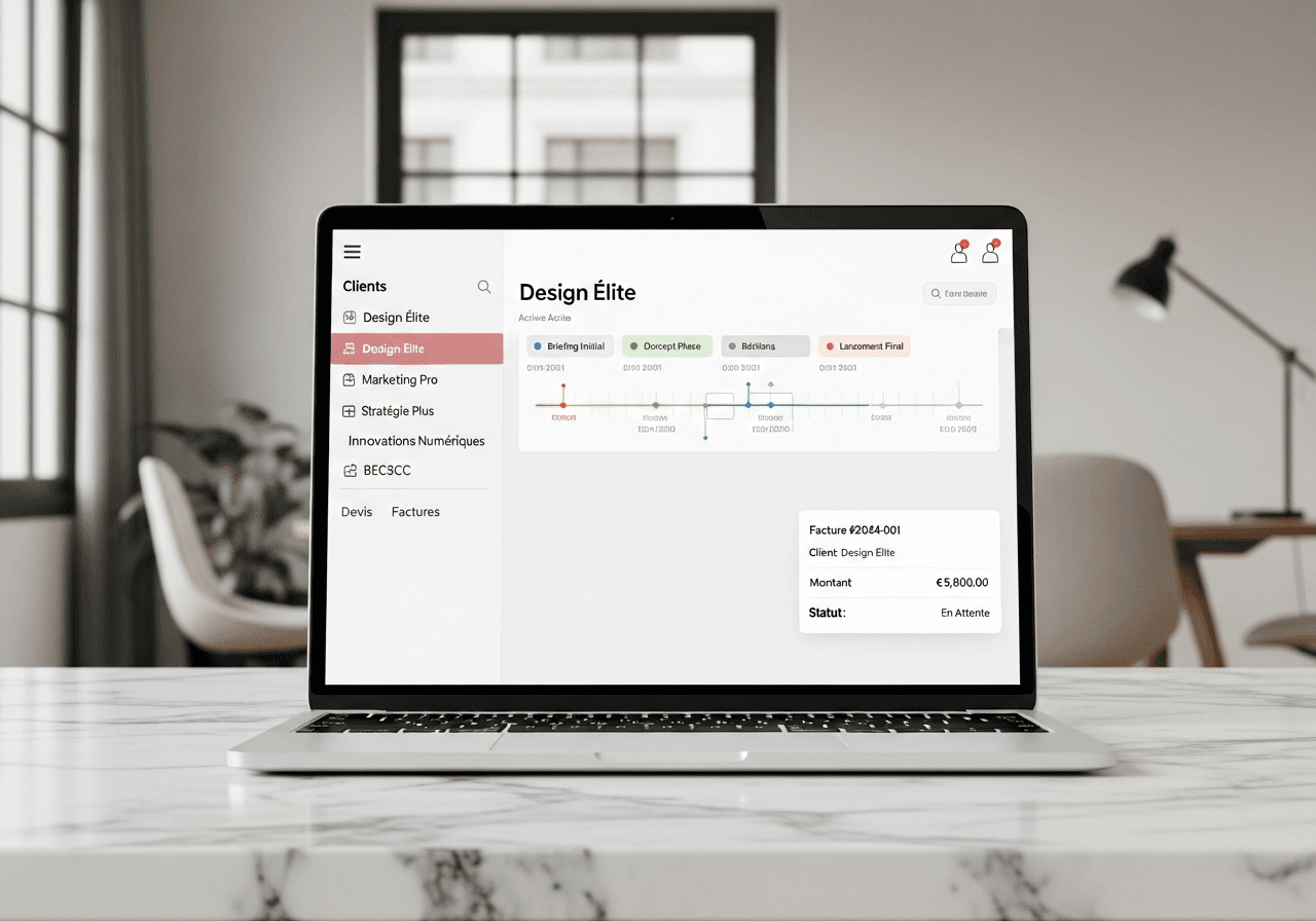 Aperçu du template App — Gestion clients